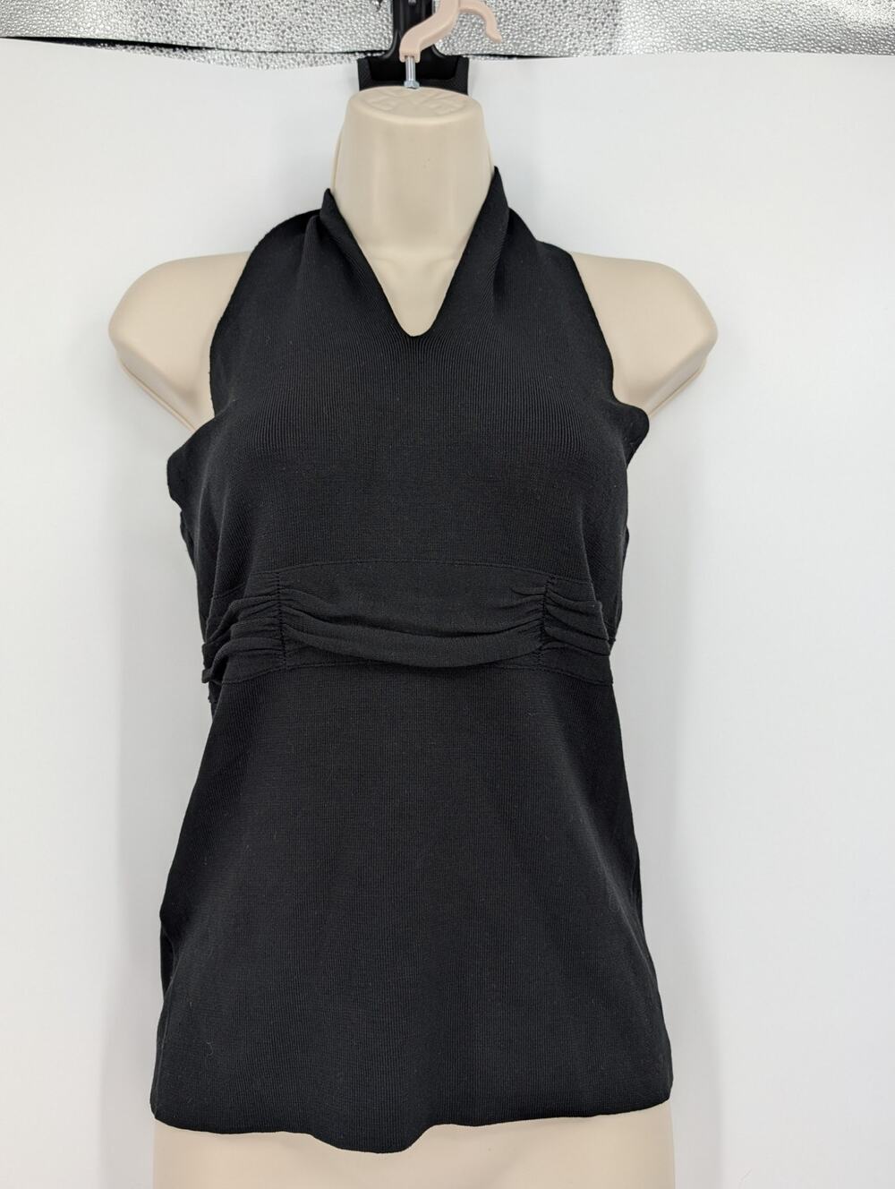 NWT Ann Taylor Black Silk Blend Medium Halter Top Preppy Festival Vacation